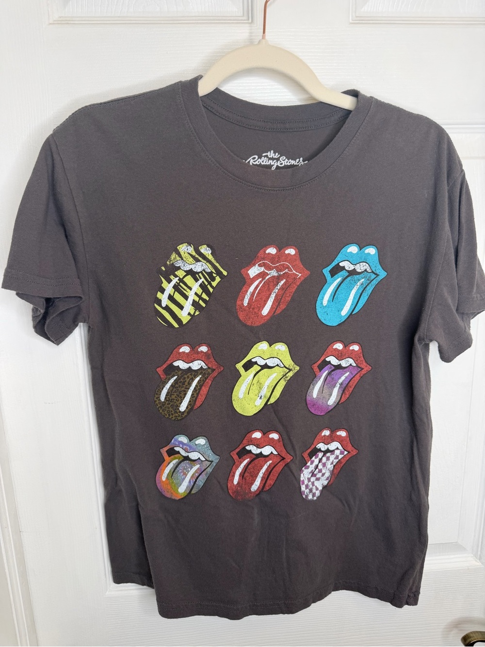 the Rolling Stones Multicolor Tongue Graphic Short Sleeve Tee - Black